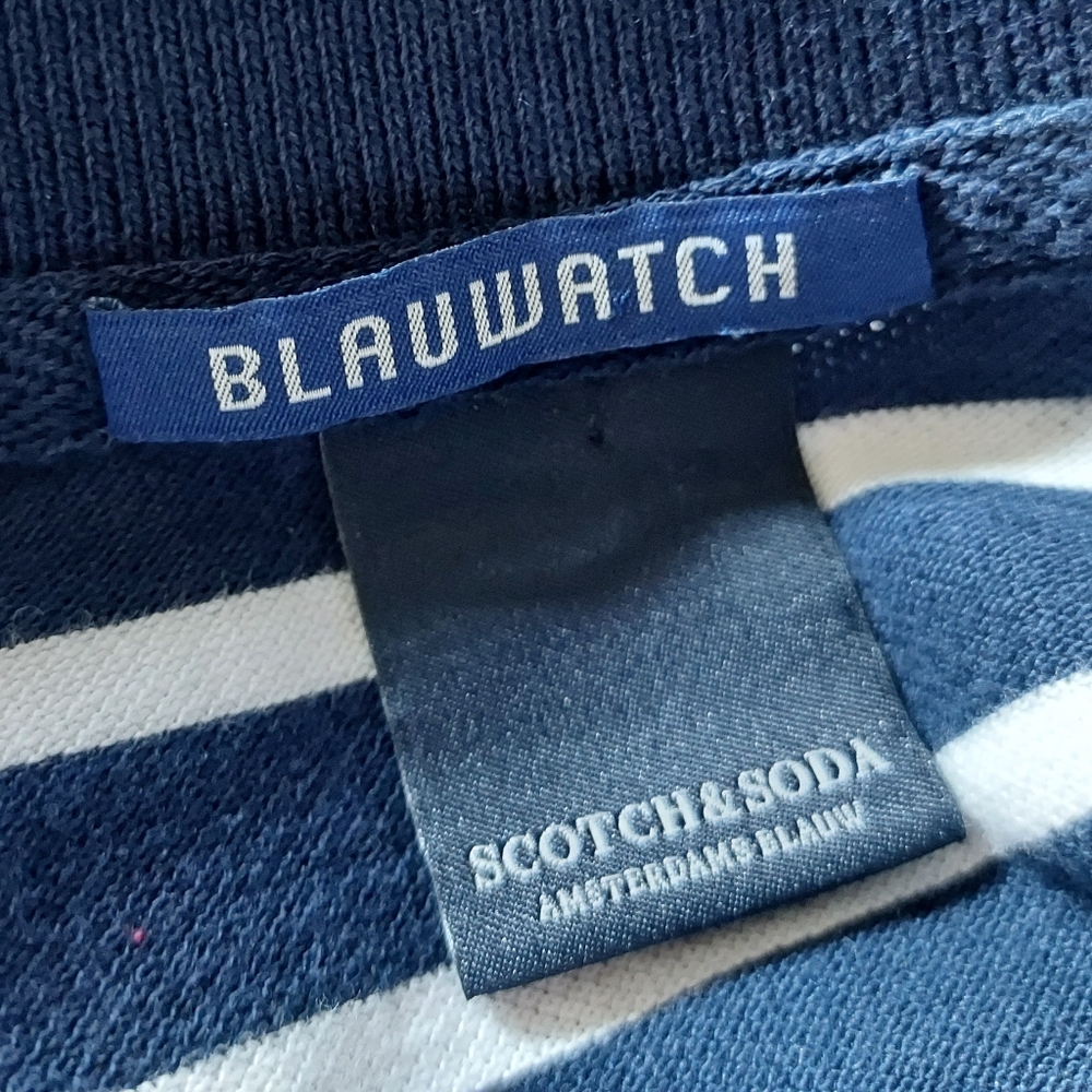 Scotch & Soda Men's Short Sleeve Blue and White Stripe Polo Size Large NEW NWT - Picture 10 of 13